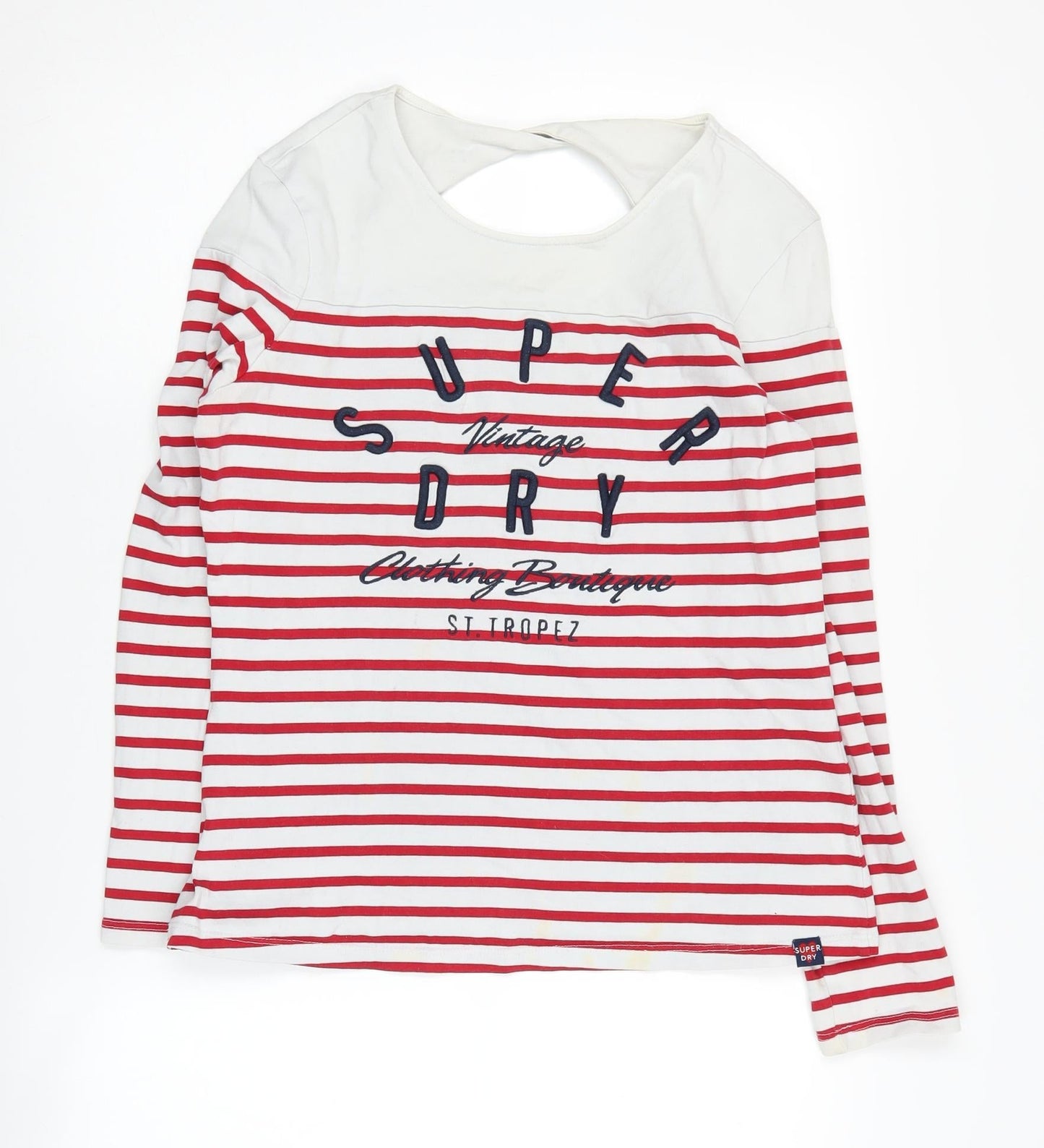 Superdry Women's Red Striped Long Sleeve T-Shirt Size 12