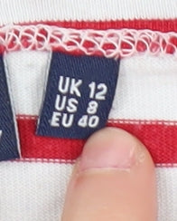 Superdry Women's Red Striped Long Sleeve T-Shirt Size 12