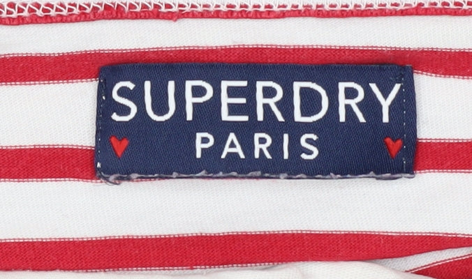 Superdry Women's Red Striped Long Sleeve T-Shirt Size 12