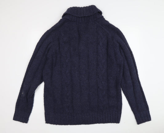 James Pringle Men's Blue Cardigan, Size L, Cable-Knit