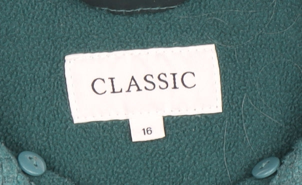 Classic Women's Green Wool Zip Jacket, Size 16