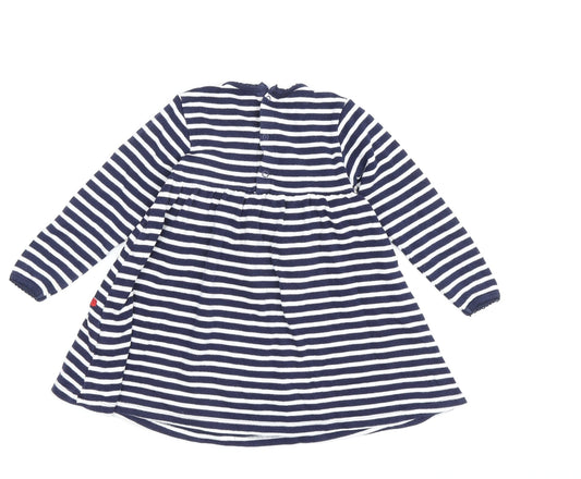 Charming Girls Blue Striped A-Line Dress, 12-18 Months