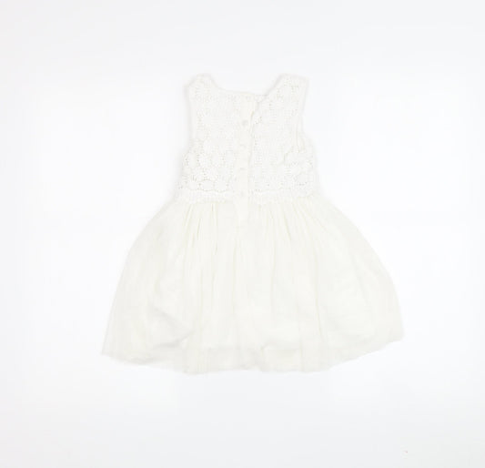 Matalan Girls White Lace A-Line Party Dress 2-3 Years