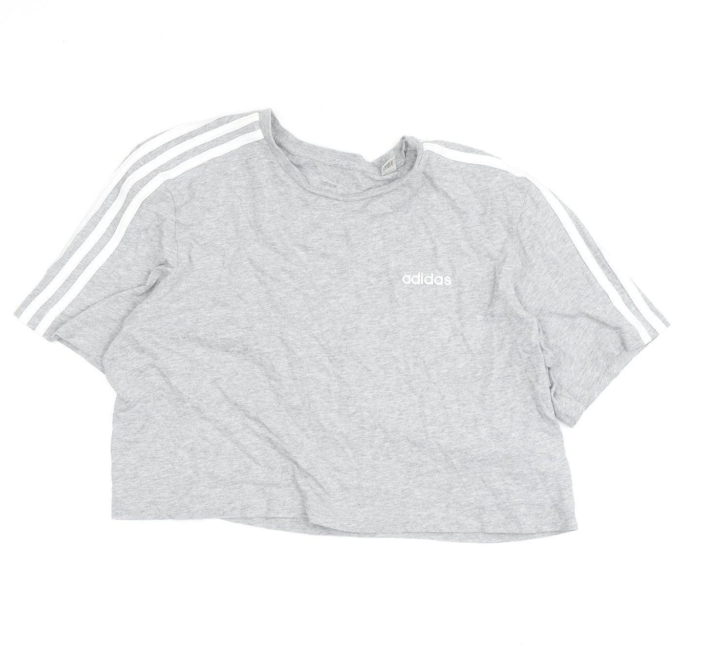 Adidas Women's Grey Cropped T-Shirt, L, Casual Style