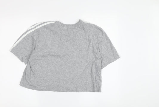 Adidas Women's Grey Cropped T-Shirt, L, Casual Style