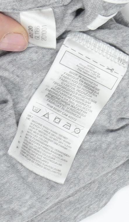 Adidas Women's Grey Cropped T-Shirt, L, Casual Style