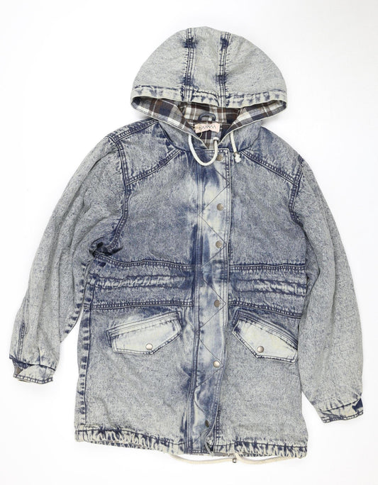 Naanaa Women's Blue Denim Hooded Anorak Jacket Size M