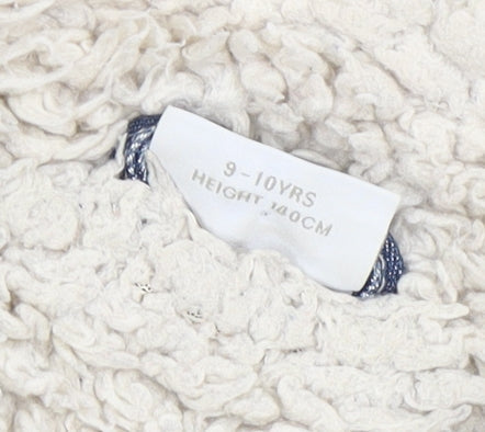 Brand and care label for Next girls’ blue denim jacket 9-10 years faux fur trim