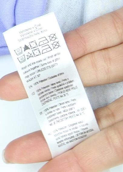 Brand and care label for Disney girls’ purple glitter princess t-shirt 6 years