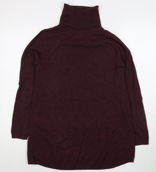 FatFace Women's Purple Roll Neck Tunic Jumper Size 8
