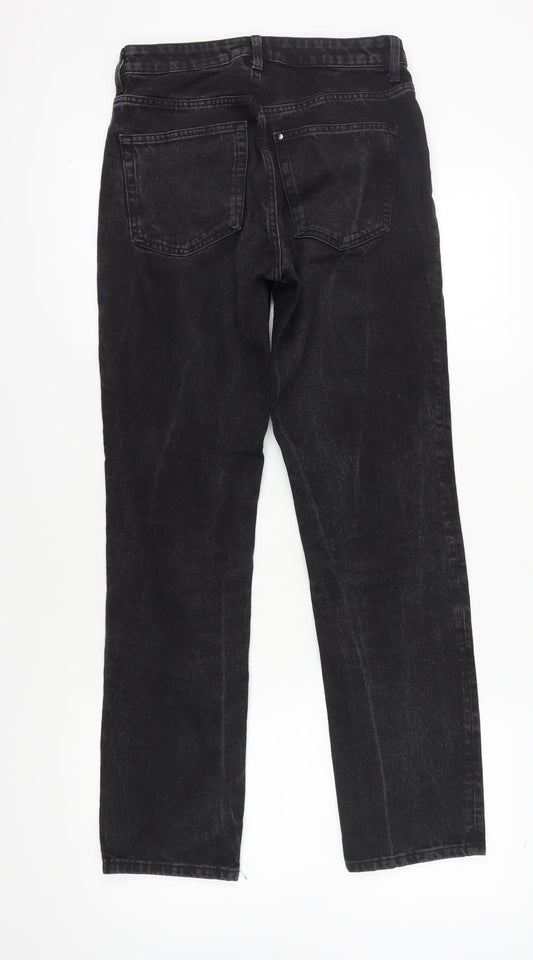 H&M Women's Black High-Rise Straight Jeans, Size 10