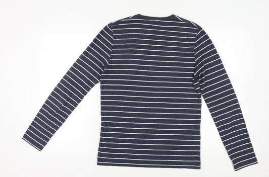 Hollister Men's Blue Striped Long Sleeve T-Shirt, Size S