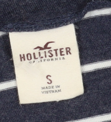 Hollister Men's Blue Striped Long Sleeve T-Shirt, Size S