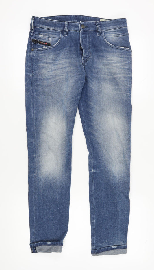 Diesel Men's Blue Tapered Jeans 30 Stretch Denim