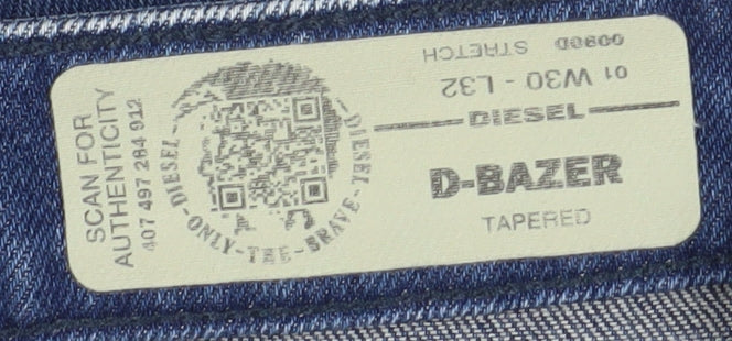 Diesel Men's Blue Tapered Jeans 30 Stretch Denim
