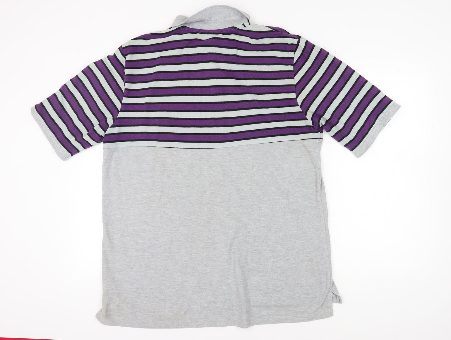 Lee Cooper Men's 2XL Striped Polo Shirt in Purple/Grey