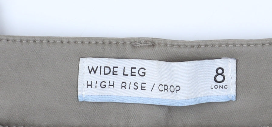 Next Women's Beige Cropped Wide-Leg Trousers Size 8L