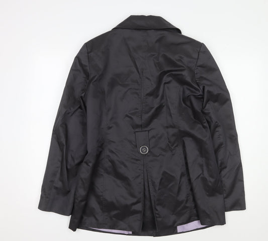 John Lewis Women Black Coat Size 14 Button Closure