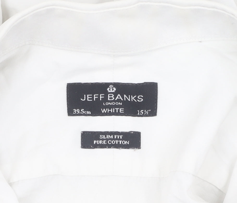 Jeff Banks Men's White Slim Fit Dress Shirt 15.5