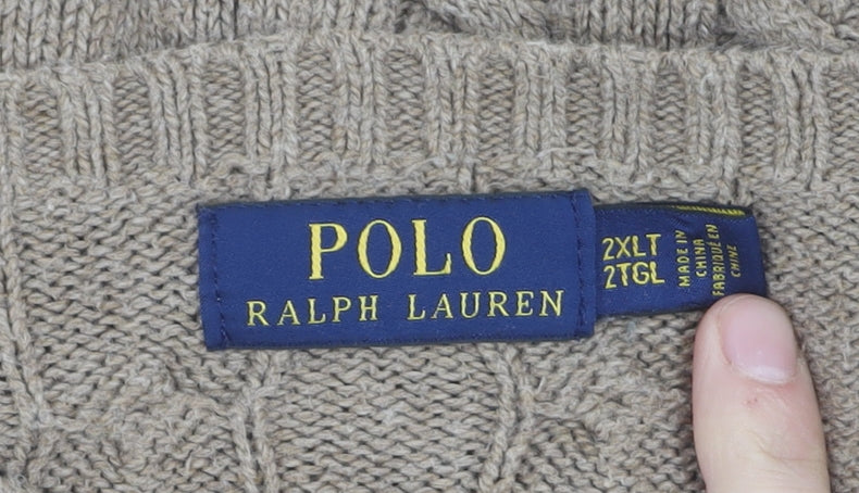 Polo Ralph Lauren Women's Beige Cable-Knit Jumper 2XL