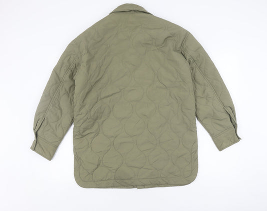 H&M Women's Green Quilted Jacket Size 12