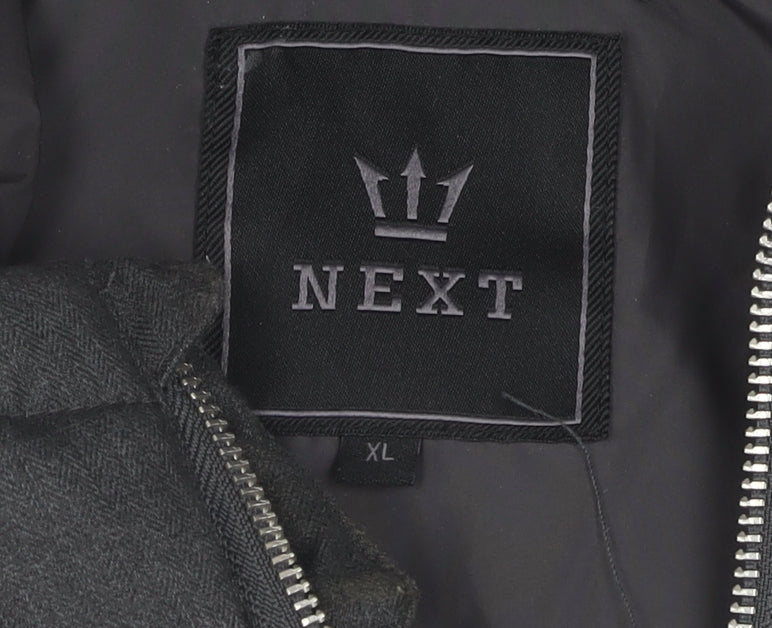 Next Men's XL Grey Puffer Jacket Hooded Polyester Casual