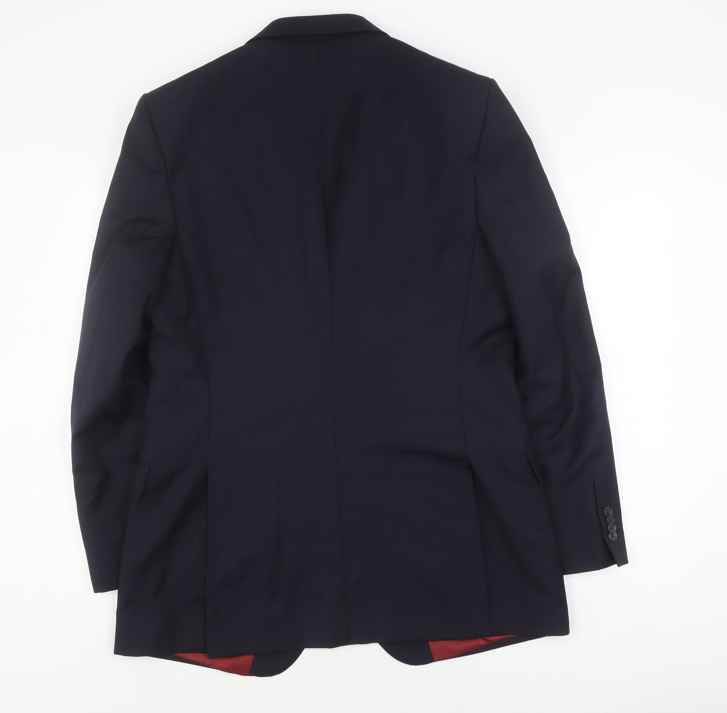 T.M. Lewin Men's Black Blazer 44L Wool Jacket