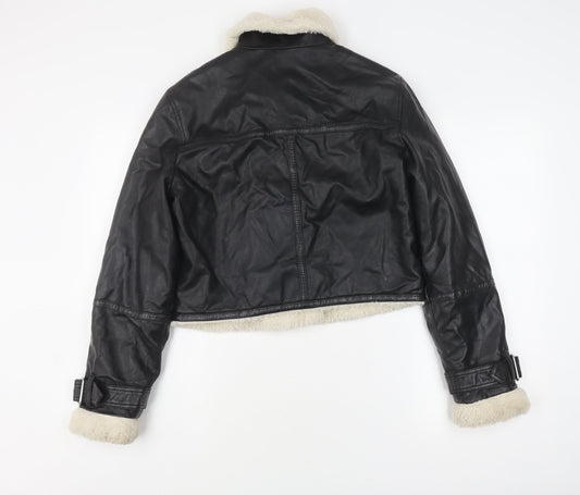 Hollister Womens Black Biker Jacket, M, Faux Leather