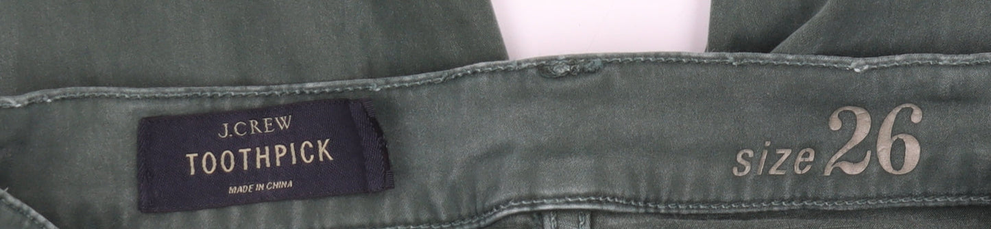 Close-up detail of J.Crew Women's Green Skinny Jeggings -, size 26