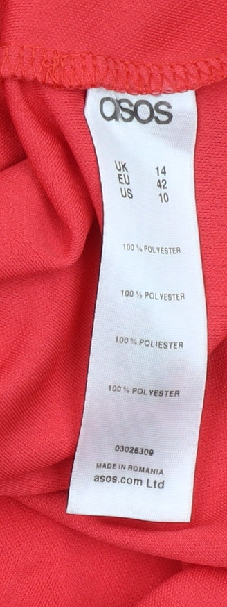 Close-up detail of ASOS Women's Red Maxi Dress, size 14, Scoop Neck