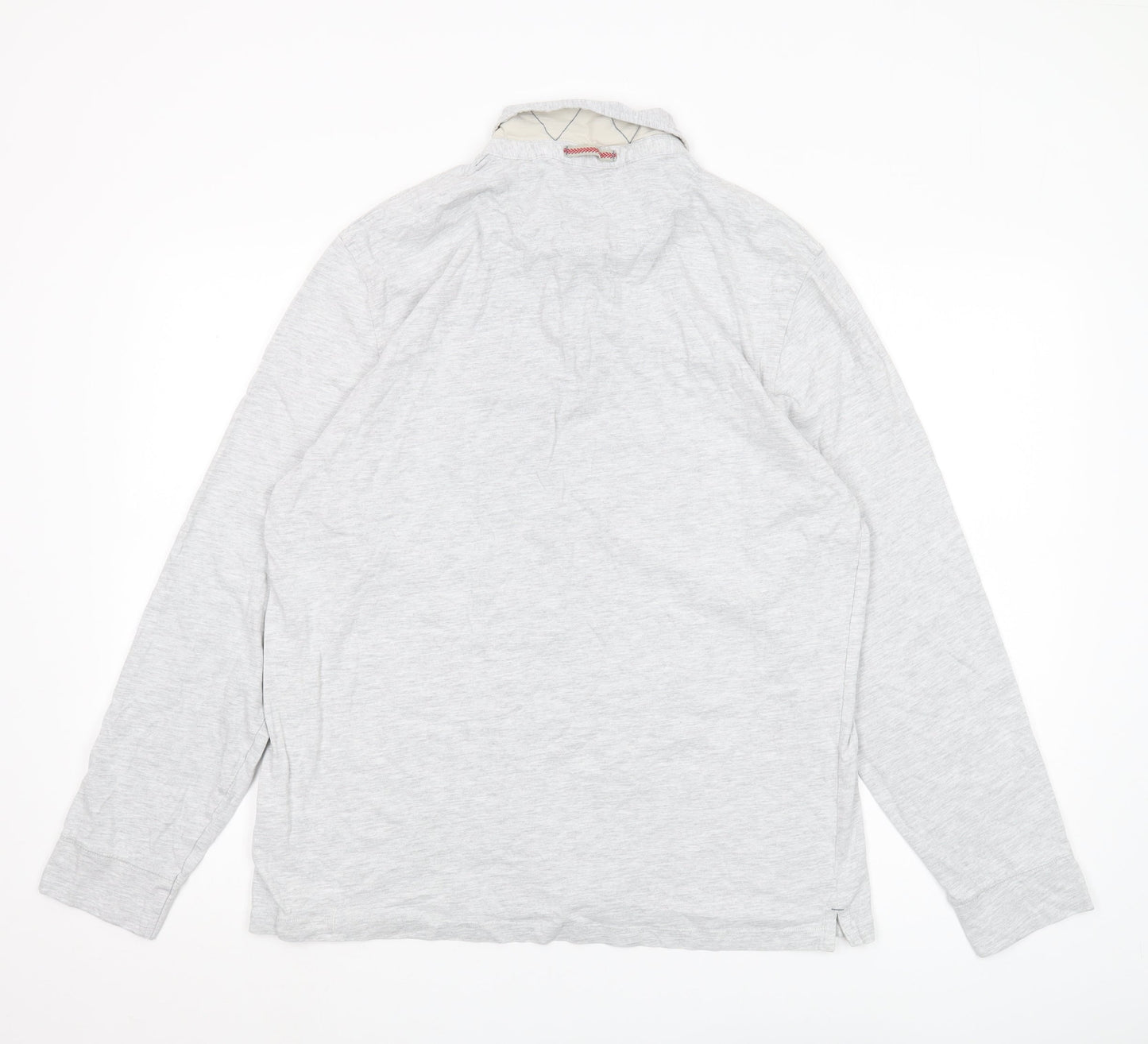White Stuff Men's Grey Long Sleeve Polo Shirt L