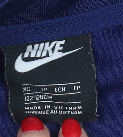 Brand and care label for Nike boys’ blue track jacket xs - lightweight activewear