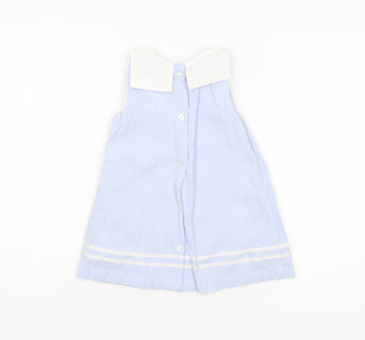 M&Co Girls Blue A-Line Dress, 9-12m, Cotton, New With Tags