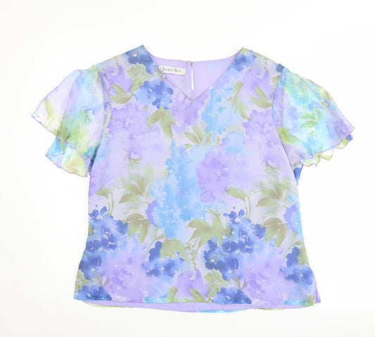 Jacques Vert Womens Floral Silk Blouse Size 14