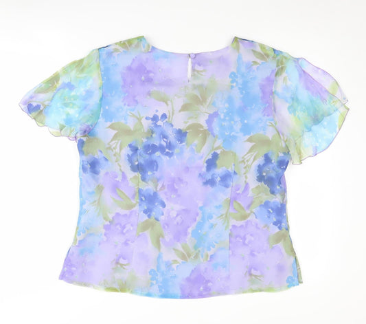 Jacques Vert Womens Floral Silk Blouse Size 14