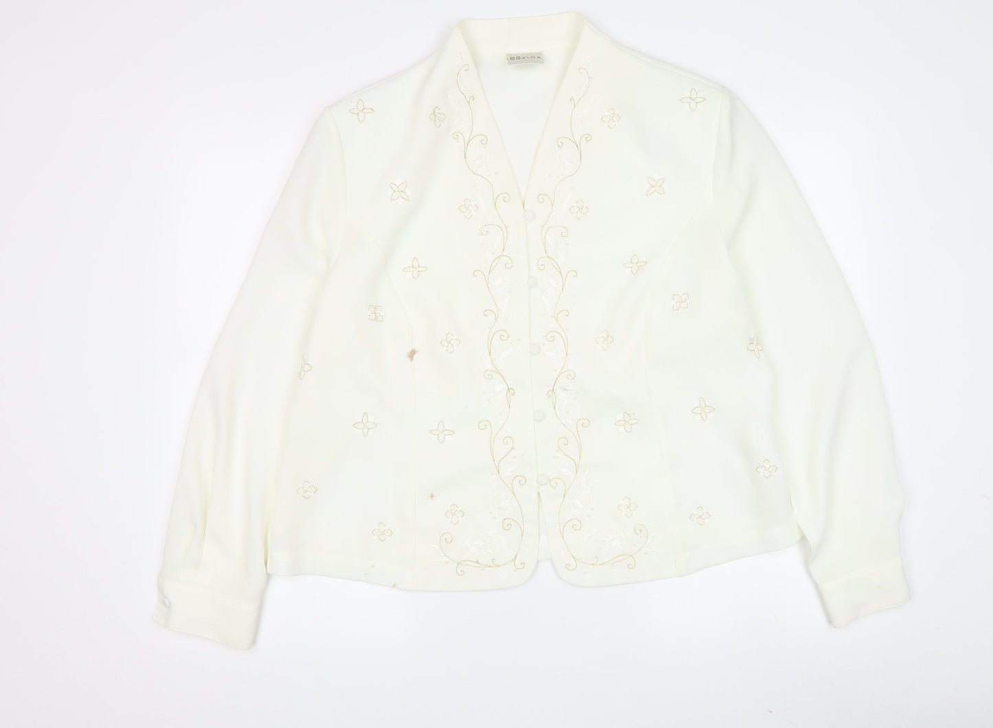 Eastex Women's Embroidered Ivory Blouse, Size 16
