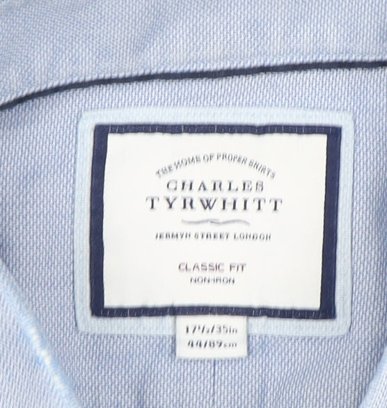 Charles Tyrwhitt Men's Blue Dress Shirt Size 17.5 Classic Fit