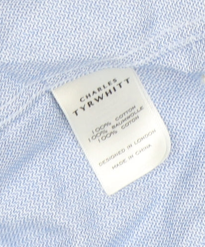 Charles Tyrwhitt Men's Blue Dress Shirt Size 17.5 Classic Fit