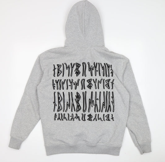 Pull&Bear Men's Grey Hoodie XS - Graphic Print Pullover