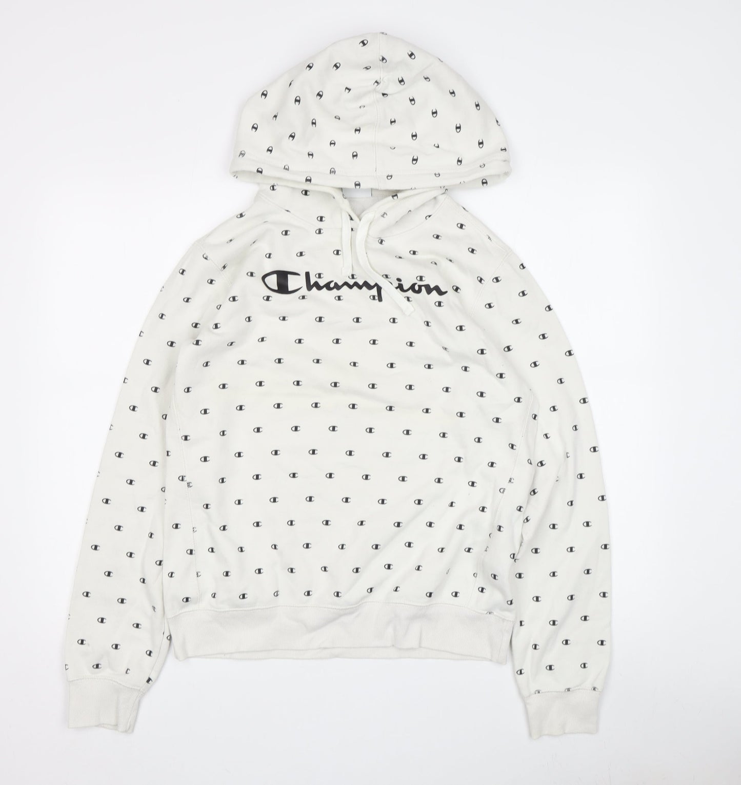 Champion Unisex White Logo Pullover Hoodie, Size L