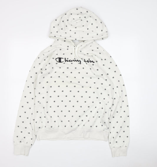 Champion Unisex White Logo Pullover Hoodie, Size L