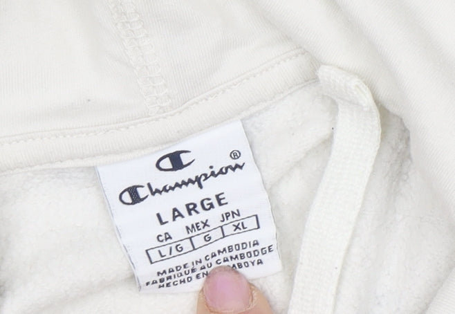 Champion Unisex White Logo Pullover Hoodie, Size L