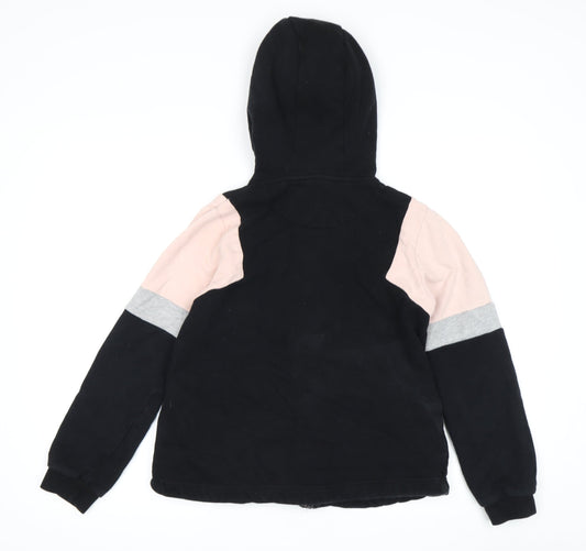Firetrap Girls Black Full Zip Hoodie, 11-12 Years, Casual Style