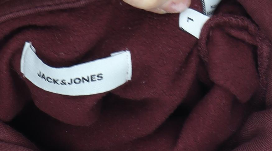 Jack & Jones Men's Red Pullover Hoodie - Graphic Print, Size Regular