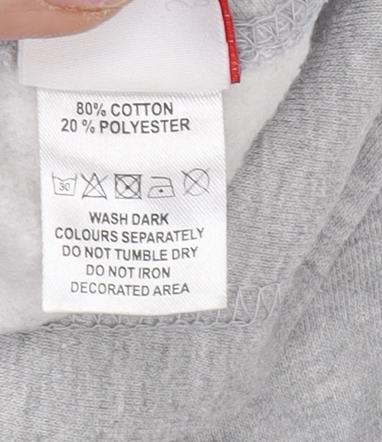 Brand and care label for LFC boys’ grey pullover hoodie - m, sports logo design