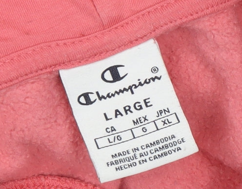 Champion Unisex Pink Pullover Hoodie Size L