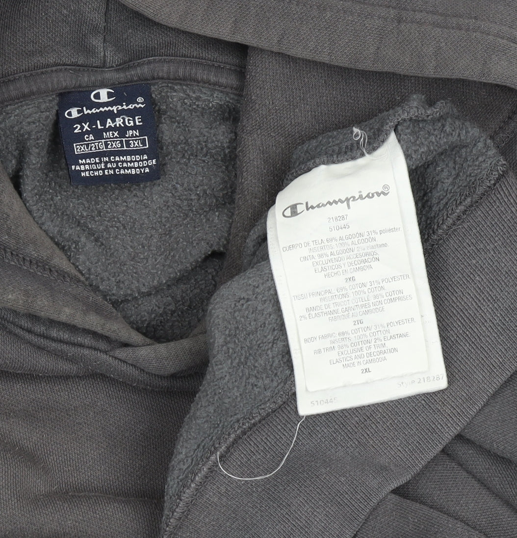 Champion Men's 2XL Grey Pullover Hoodie, Fleece, Logo
