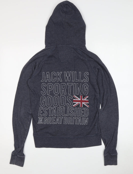 Jack Wills Women's Grey Full Zip Hoodie UK Size 10