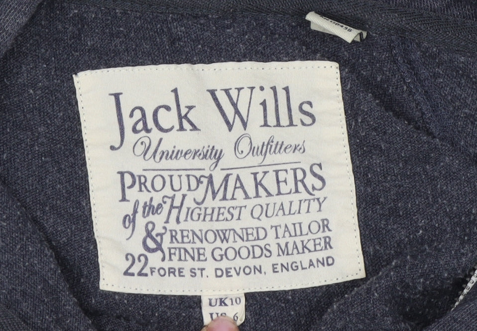 Jack Wills Women's Grey Full Zip Hoodie UK Size 10