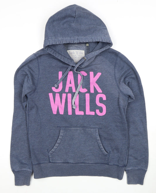 Womens UK 12 Regular Jack Wills Blue Pullover Hoodie